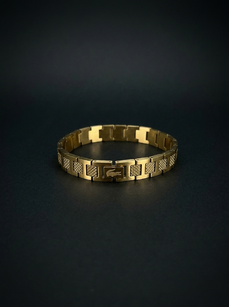 Gold link bracelet on matte black